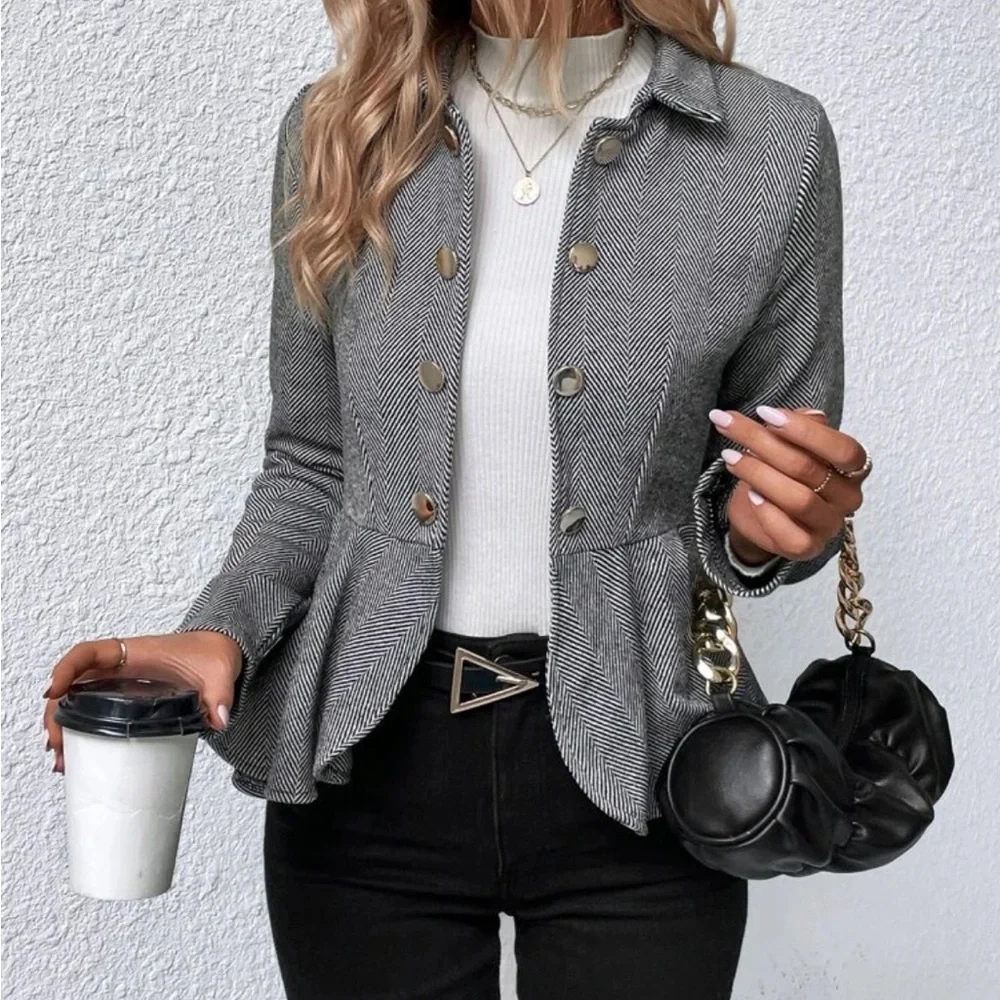 Classic‎ herringbone peplum jacket Holiday